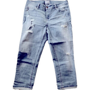 Celebrity Pink Denim Blue Cropped Jeans Distressed Size 28